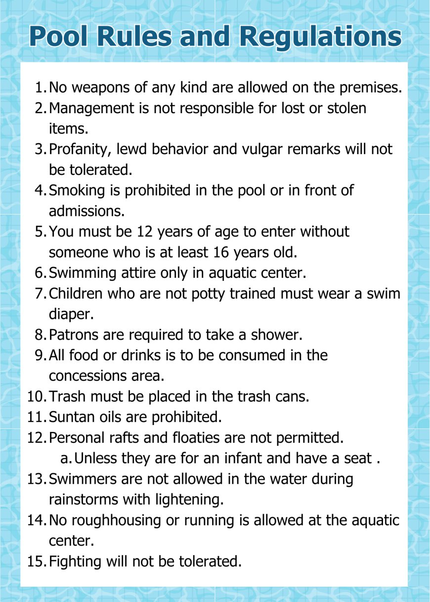 Aquatic Center Rules & Policies