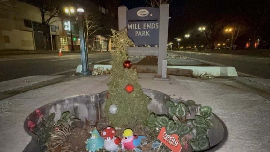 World's smallest park gets holiday display in Portland