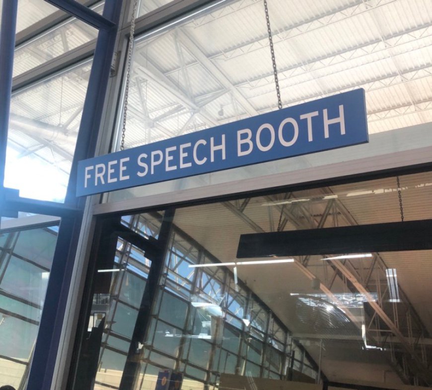 Why does St. Louis Lambert Airport have 'Free Speech' booths?