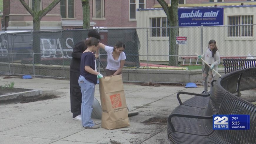Local high school students help beautify Chicopee with annual clean sweep event