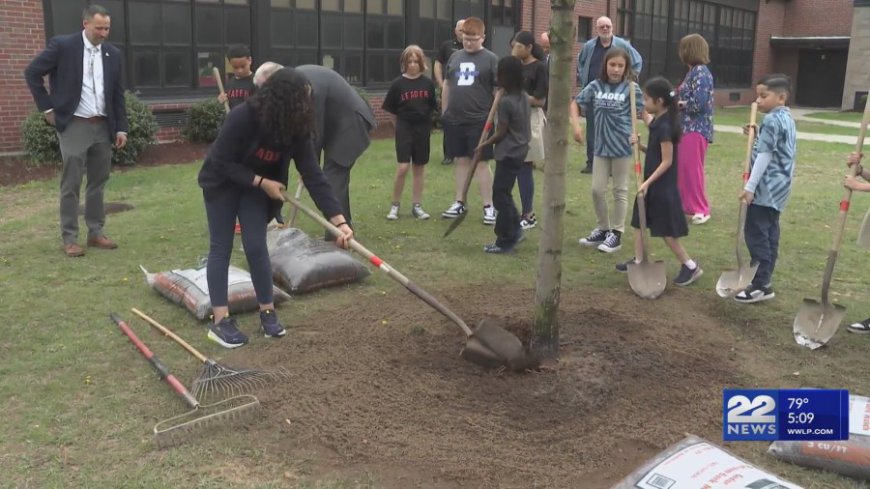 Springfield celebrates Arbor Day with tree planting at Mary Dryden Veterans Memorial Elementary School