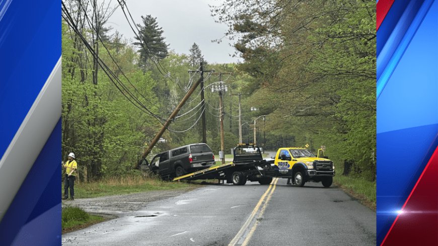 Vehicle crashes into telephone pole on River Road in Northampton