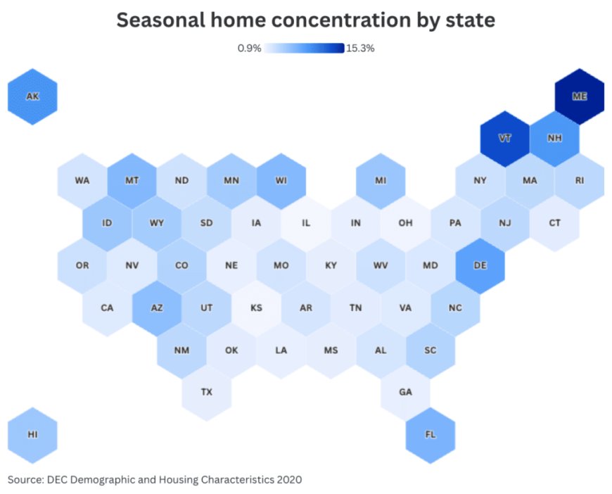 Where Vacation Homes Dominate: Top U.S. Counties With The Highest Share Of Seasonal Housing