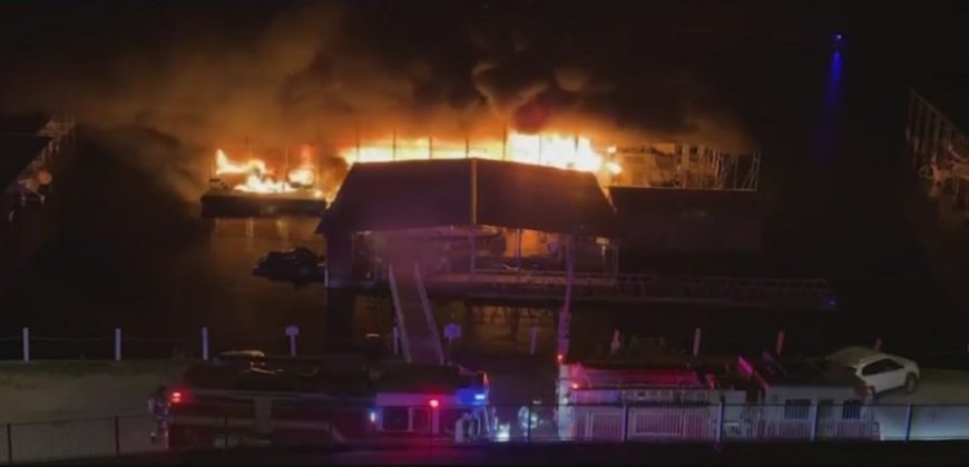 Investigation underway after massive fire sinks boats, damages docks