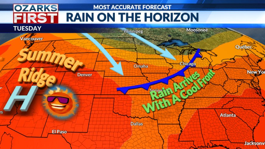 Outlook remains hot, and mostly dry until a cool front approaches