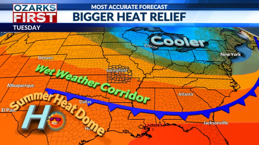 Rain dissapears and heat lingers, but big heat relief is showing up in a week