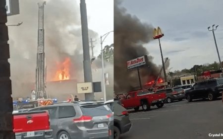 VIDEO: Fire crews battle large fire at Lebanon McDonald's