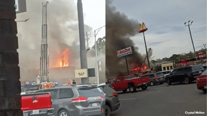 VIDEO: Fire crews battle large fire at Lebanon McDonald's