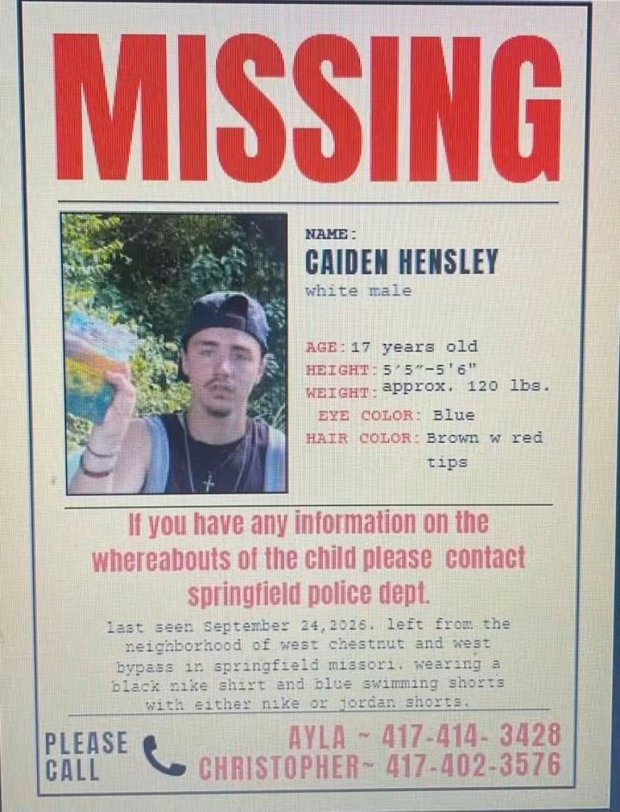 Missing Teen !! Caiden Hensley