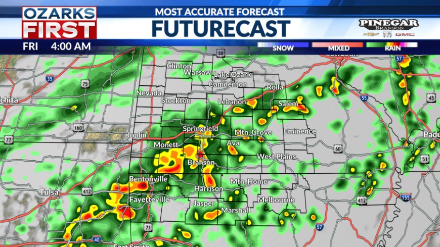 Rain expected in Springfield before clearing for Friday
